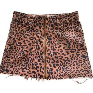 We the Free Women Mini Skirts Animal Print Size 27 Denim Zipper Cotton Casual